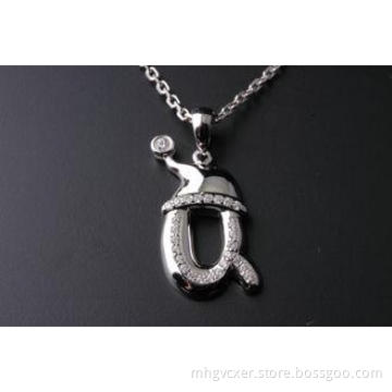 Small Silver micro setting CZ Pendant jewelry 2.40g for lad